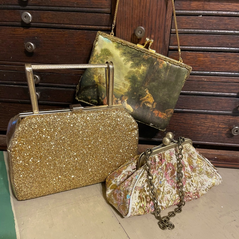 Lot of 3 Vintage Miniature Handbags Purse wristlet